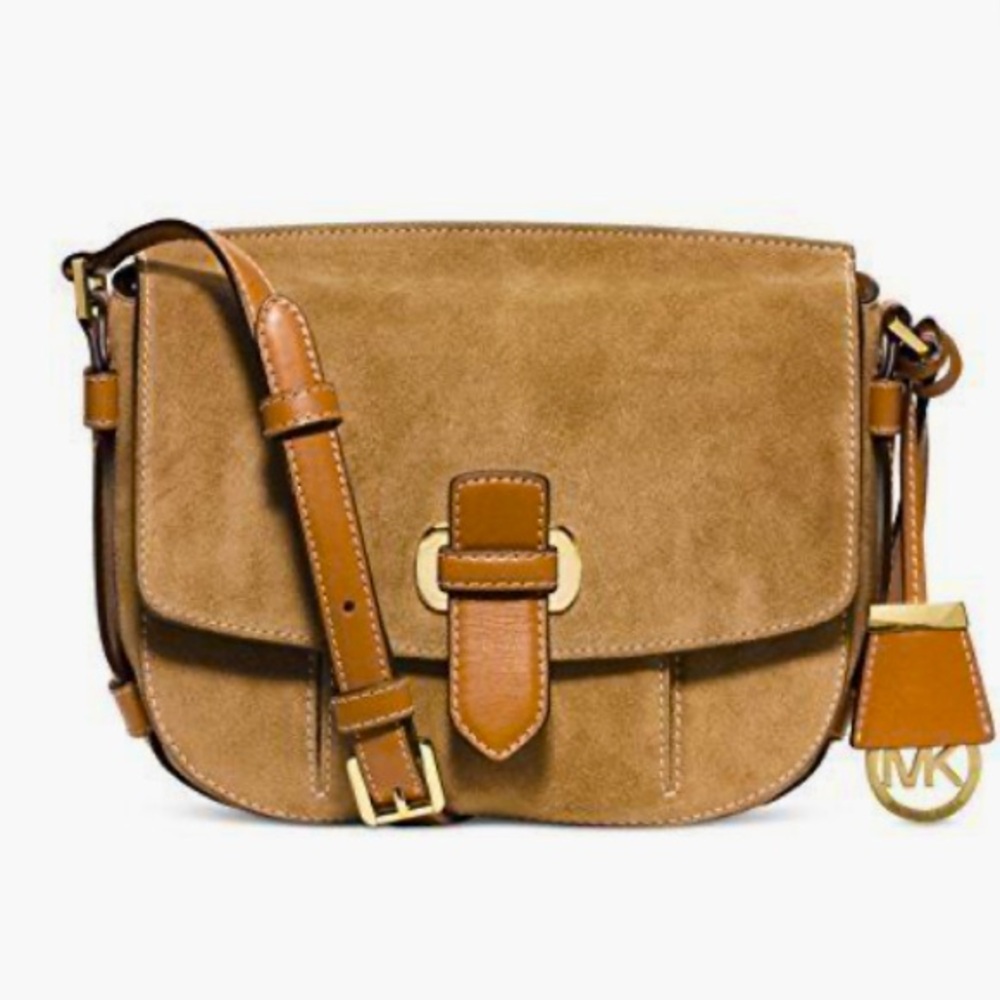 Michael Kors Romy suede messenger bag purse desert suede - Picture 1 of 10